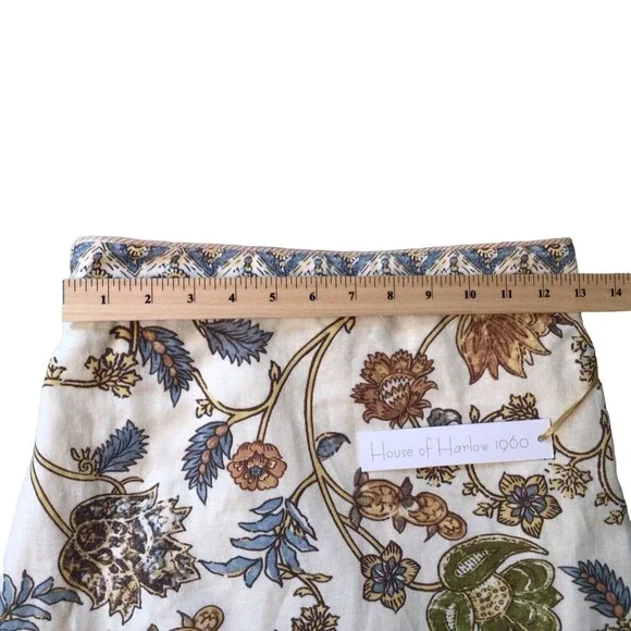 House of Harlow 1960 Skirt Women's XS Cream Floral Elastic Waistband Ruffle Hem - Picture 3 of 5